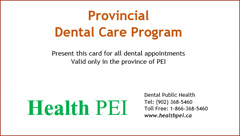 Provincial Dental Care Program card front