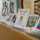 image of library books on a display table